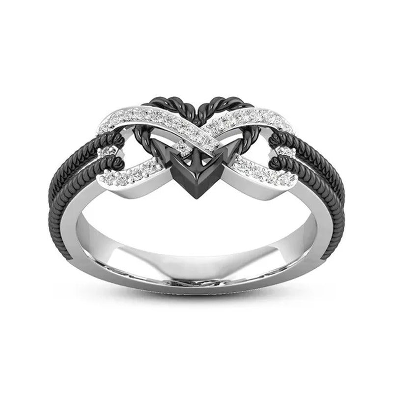Delysia Kinghigh-Quality Exquisite Two-Color Rose Gold/Black Filled Ring Female