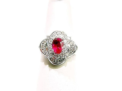 RUBY OVAL SHAPE 1.09 CT DIAMOND .88 CT RUBY DIAMOND RING RUBY RING 18 KARAT GOLD