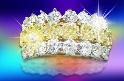 FANCY YELLOW RADIANT 16 STONE ROUND BRILLIANT SHAPE DIAMOND 32 PIECE ETERNITY