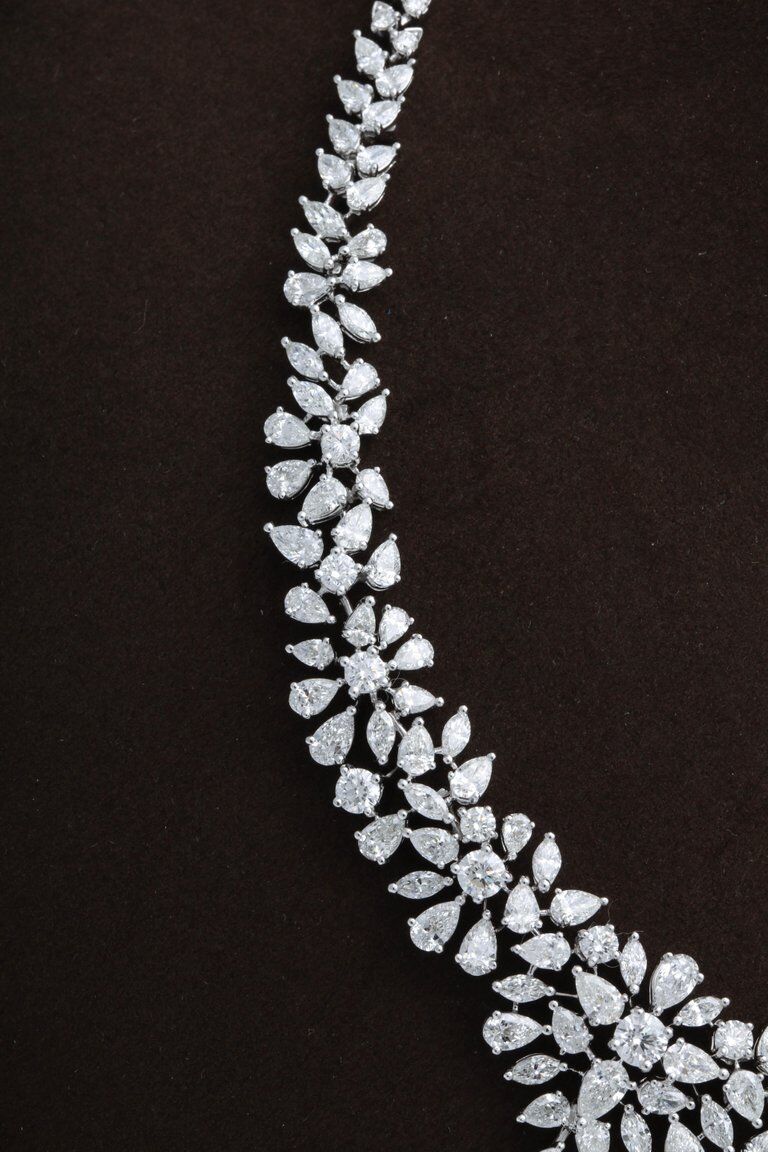 diamond necklace. 20.12 carats of round, pear and marquise shape diamonds 18 k