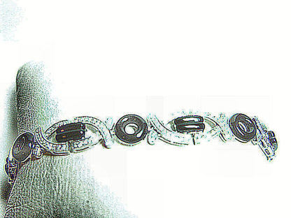 DIAMOND BLACK ENAMUEL BRACELET DIAMOND WHITE ENAMEL BLACK CABOCHON BRACELET