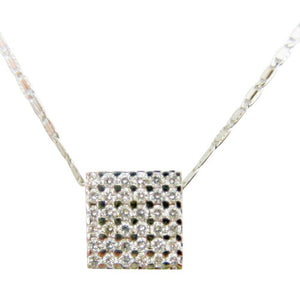DIAMOND 36 STONE ROUND .70 CT SHAPE FLAT PRONG SET SQUARE PENDANT WITH CHAIN