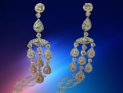 GRACEFUL DIAMOND EARRING DANGLE 2 MARQUISE 14 PEAR SHAPE 222 ROUND SHAPE DIAMOND