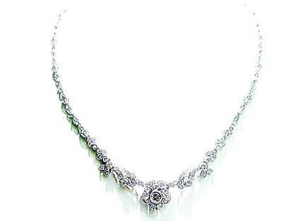 ROUND BRILLIANT DIAMOND NECKLACE ANTIQUE REPRODUCTION