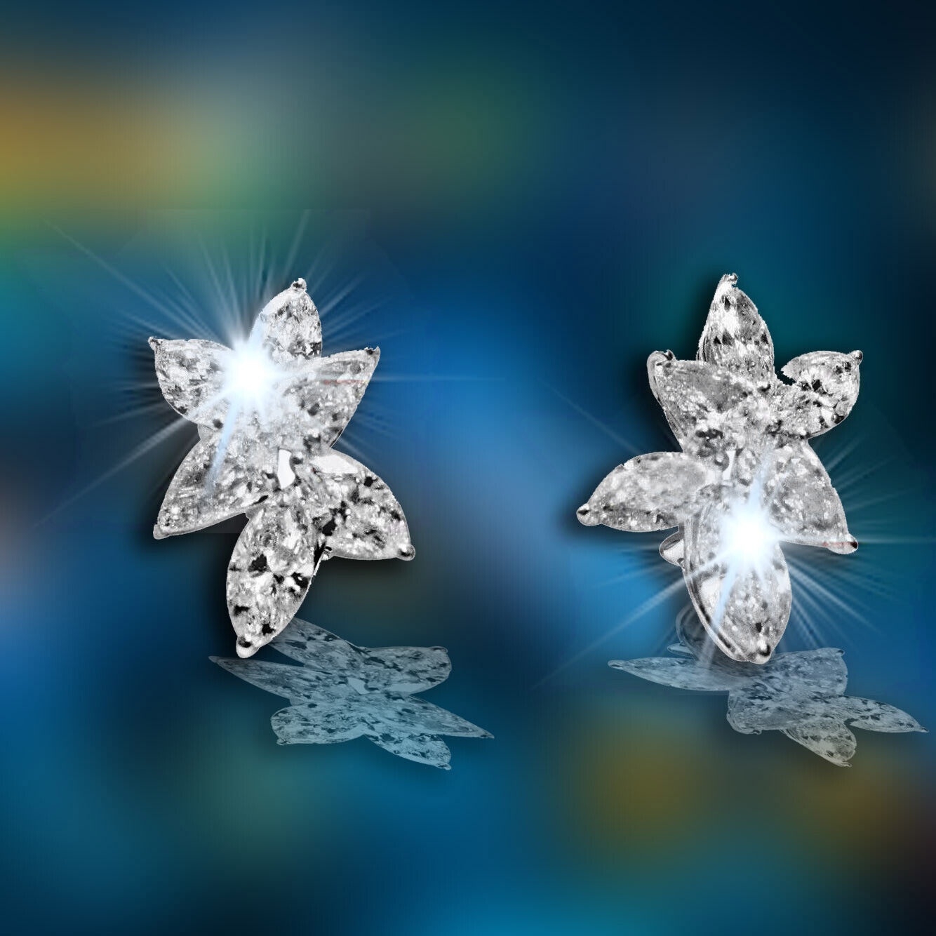 DIAMOND EARRING FOUR PEAR SHAPE TOTAL EIGHT MARQUISE TOTAL DIAMOND HUGIE EARRING