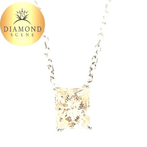 PRINCESS CUT DIAMOND SOLITAIRE PENDANT 1.55 CT 4 PRONG