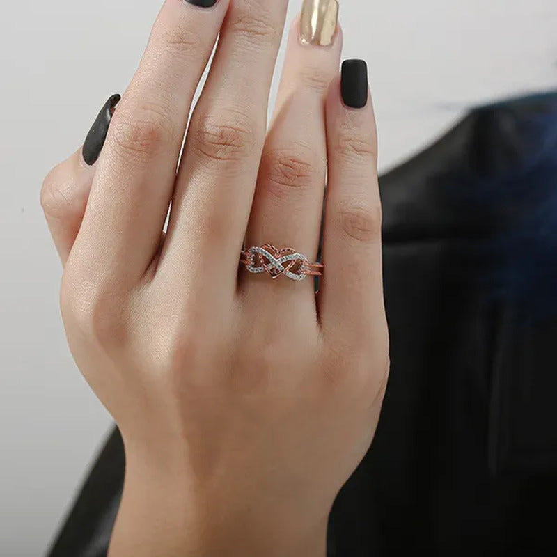 Delysia Kinghigh-Quality Exquisite Two-Color Rose Gold/Black Filled Ring Female