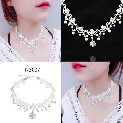 White Lace Necklace Chokers Black Collares Vintage Style Female Gothic Wedding R