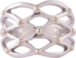 18K Gold Plated .925 Sterling Silver Cocktail Ring, Webbed Love'