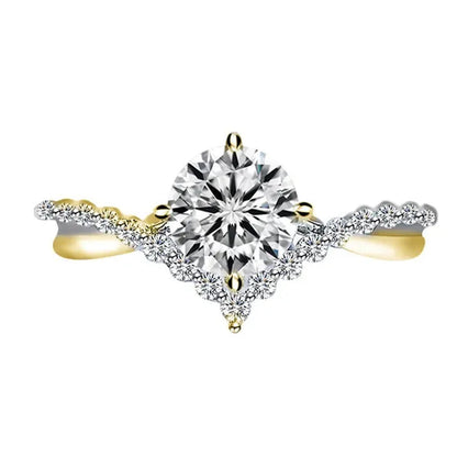 Luxury 925 Sterling Silver White Sapphire Ring round Cut Moissanite Diamond Jewelry for Women Rings Beautiful Bride Proposal Engagement Wedding Accessories Party Anniversary Gift