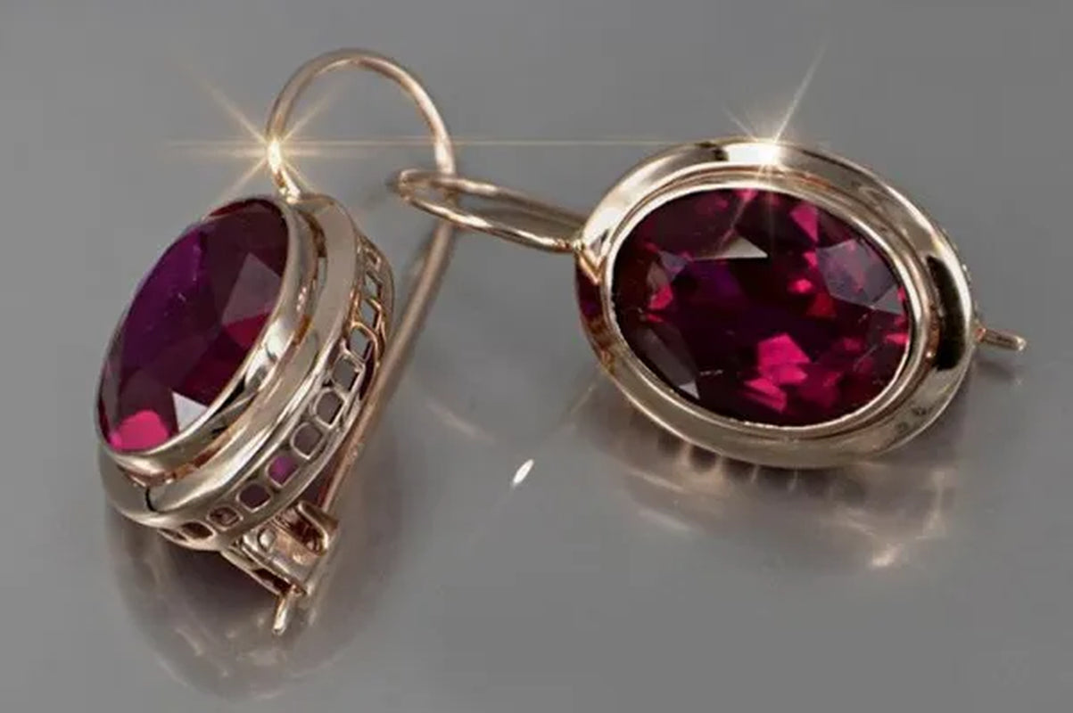 Earrings for Women Gold Ruby White Diamond Drop Lady Girls Engagement Wedding Bridal Fashion Jewelry Gift