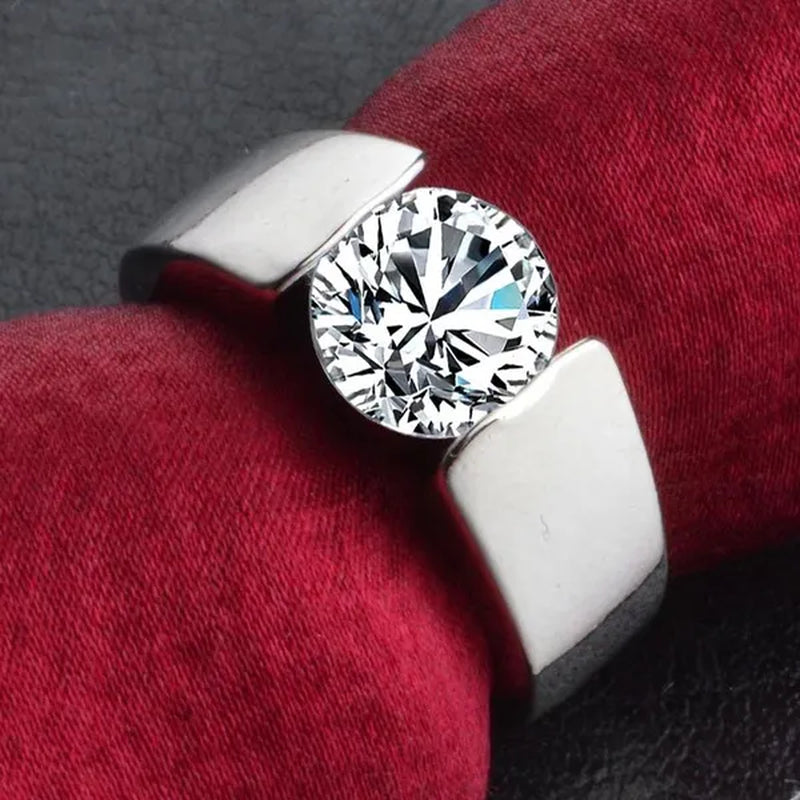 Mens Ring Classic Zircon Rings Bride Wedding Rings Rose Gold Colour Rings Silver Plated Rings Party Gift Rings for Men  Finger Jewelry