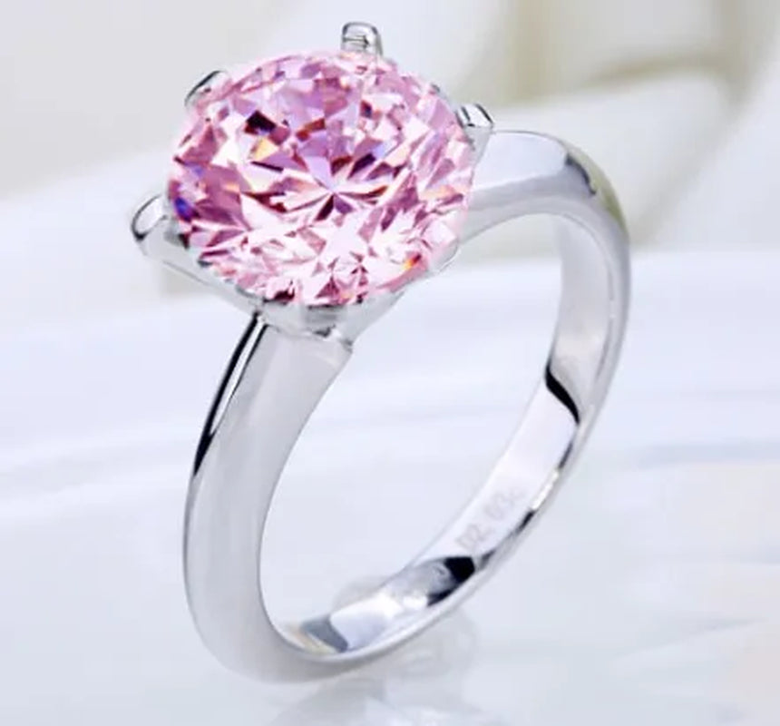 3.5Ct Size 6-10 Amazing Princess Silver Cut White Sapphire &Pink Sapphire &Topaz Engagement Ring