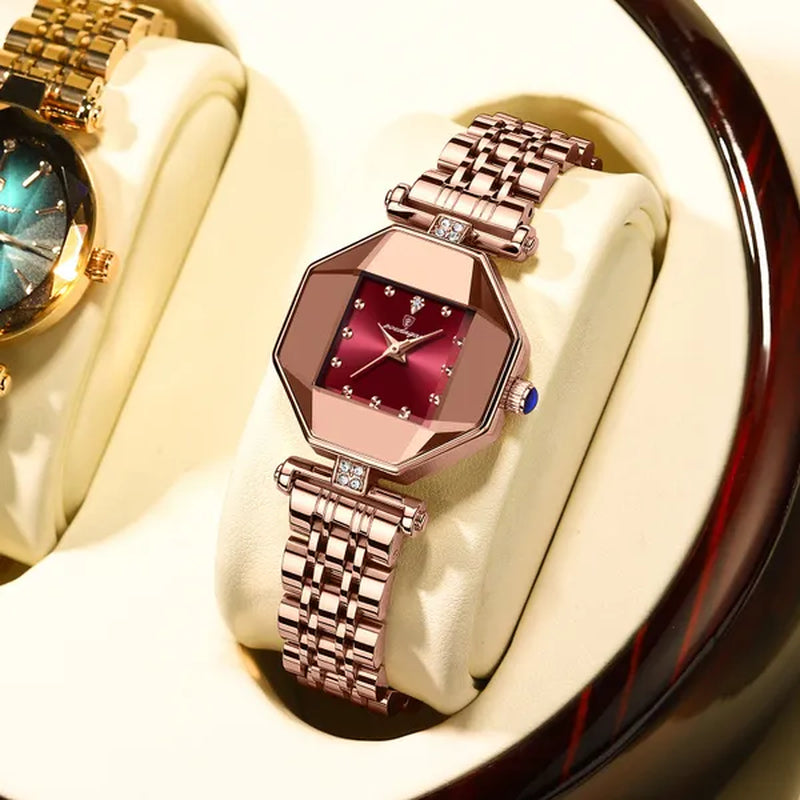 POEDAGAR Rose Gold Fashion Women Watch Stainless Stain Waterproof Ladies Quartz Watches Luxury Female Wristwatch