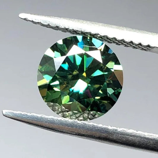 6.5Mm 8Mm 9Mm 10Mm Cheapest Green Color with Yellow Light round Brilliant Cut Moissanites Loose Stone