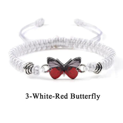 2022 Hot Adjustable Braided String Bracelet for Women Grey Butterfly Pendant Handmade Charm Bangles Fashion Girl Jewelry