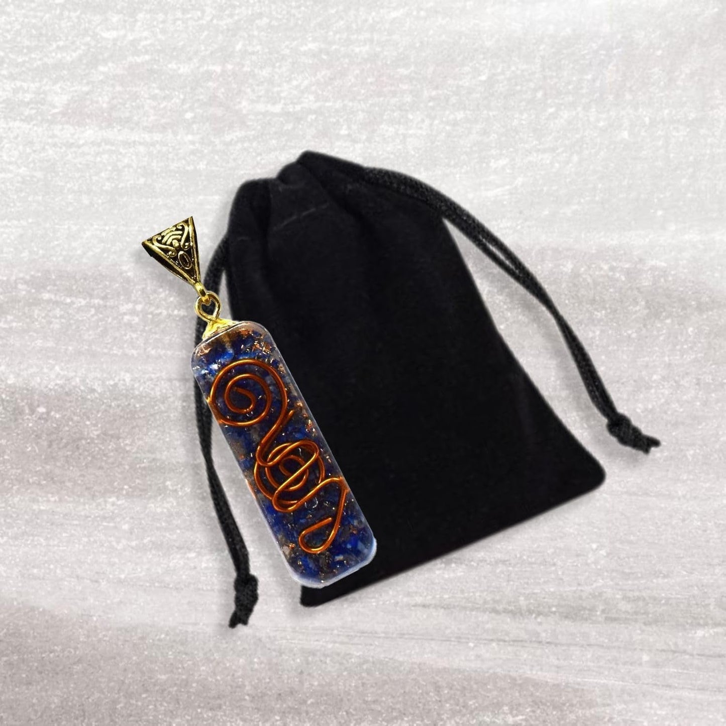 Lapis Lazuli Pipe Pendant, Lapis Lazuli Pendant Necklace Chakra Jewelry for Women & Men, Self-Healing Handmade Lapis Lazuli Crystal Gemstone Necklace for Reiki & Meditation