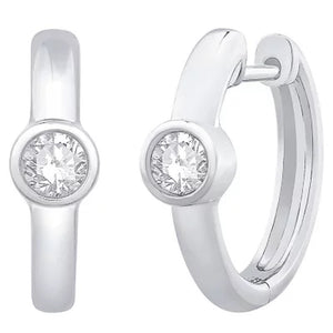 0.20 CT. TW. Diamond Bezel Huggie Hoop Earrings in 14K Gold