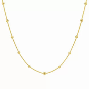 14K Yellow Gold Station Bead Necklace