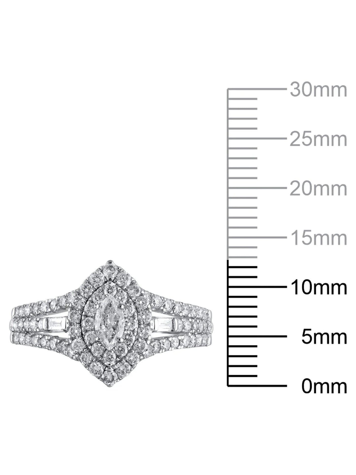 1 Carat T.W. (I2 Clarity, H-I Color)  Marquise Cut Diamond Engagement Ring in 10Kt White Gold, Size 8
