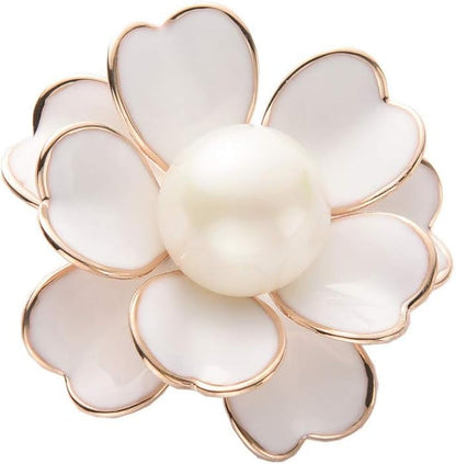 Women'S Flower Pearl Enamel Brooch Pins for Ladies Jewelry