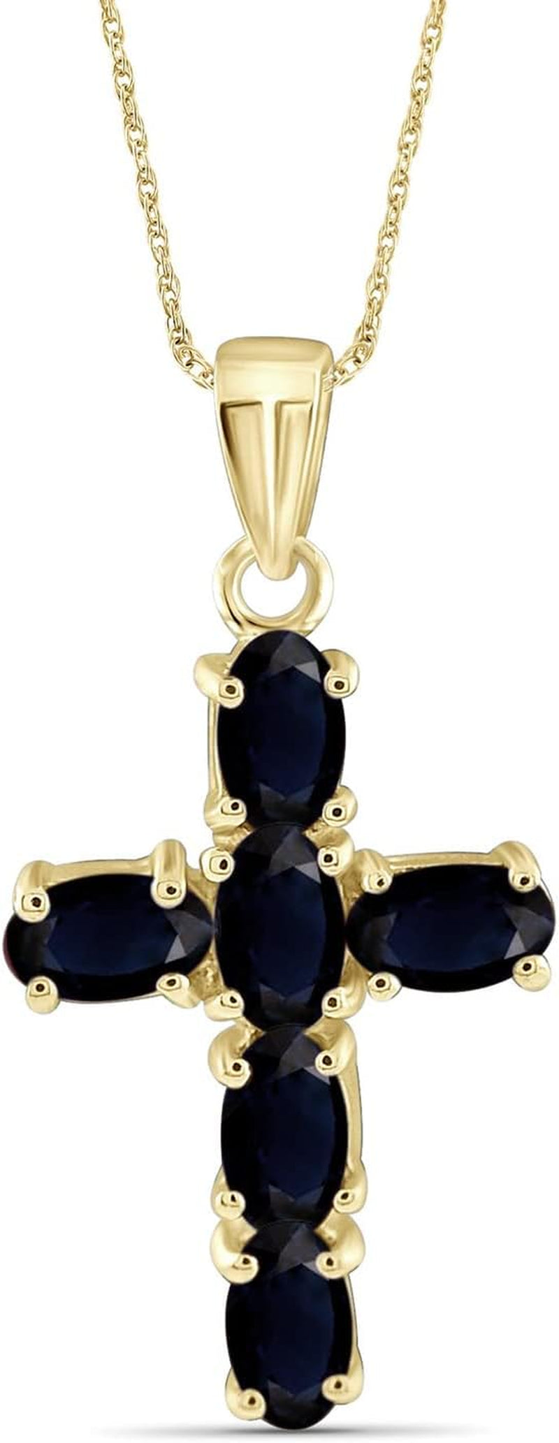 1.70 CTW Sapphire Cross Pendant in 14K Gold over Silver