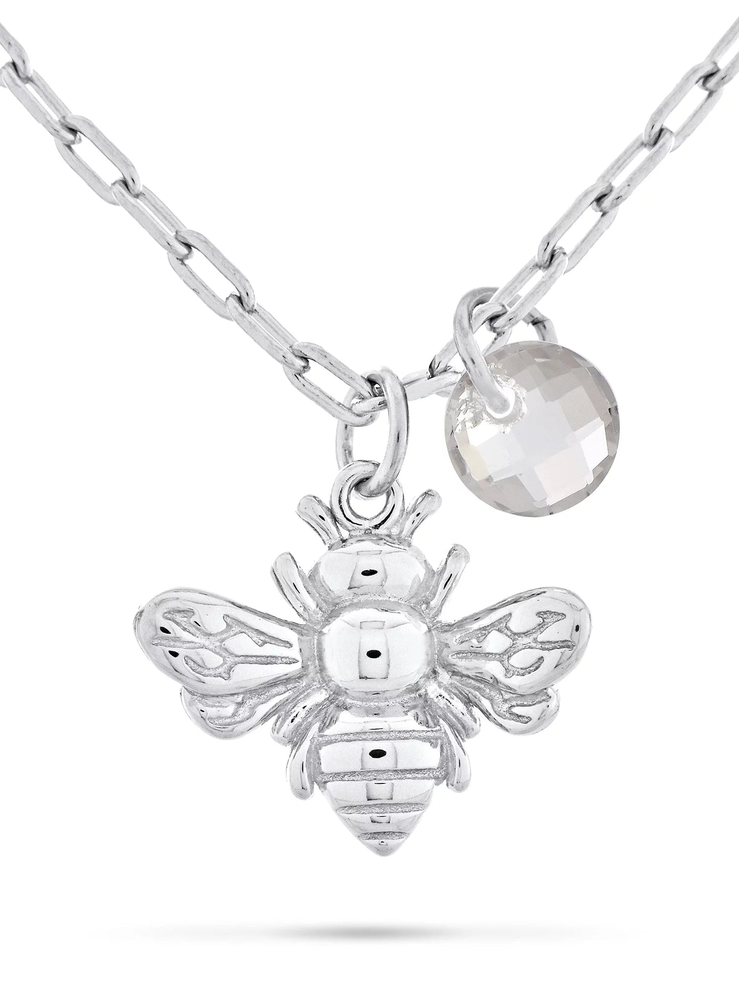 Briolette Cut Simulated Gemstone Dangle Bee Necklace Sterling Silver