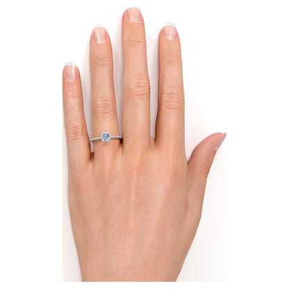 .50 Carat Cushion Cut Real Diamond Halo Engagement Ring in 10K White Gold