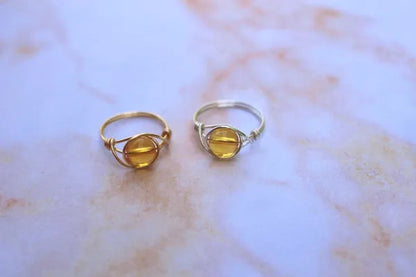 Citrine Ring, Citrine Gemstone Jewelry, Citrine Stone Ring, Gold Citrine Ring, Wire Wrapped Ring, Wire Ring, Gemstone Ring, Statement Ring