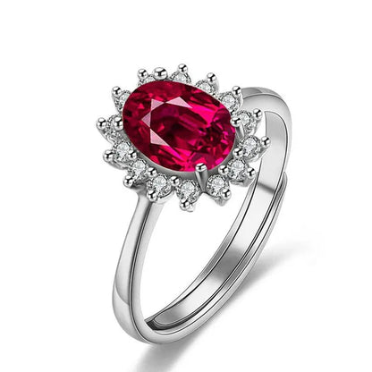 New Ruby Diana Sunflower Lady Ring Classic Living Mouth Design Women'S Ring