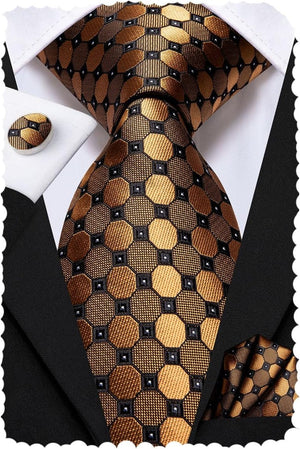 Men Ties Sets Silk Stripe Paisley Necktie Pocket Square Cufflinks for Business Wedding