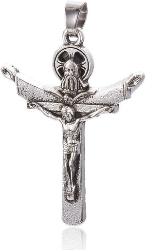10Pcs Tibetan Style Alloy Crucifix Cross Pendants Religious Cross Charms with Pinch Bail for Easter Rosary Holy Beads Necklace Jewelry Making Antique Silver