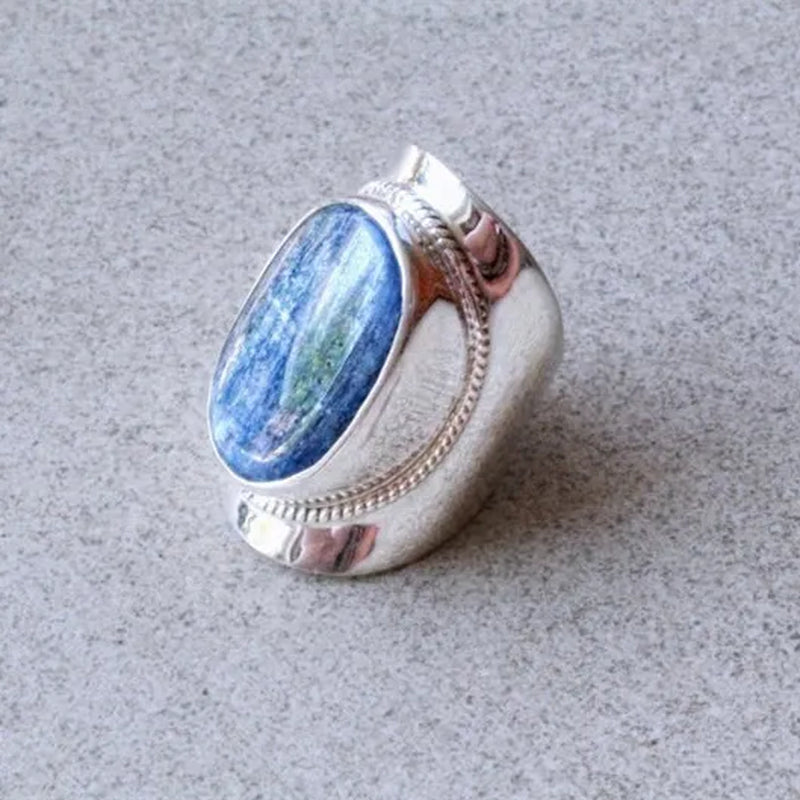 Trendy Simple Silver Color Inlaid Blue Zircon Boho Ring Anniversary Bridal Wedding Engagement Ring Size 5-11