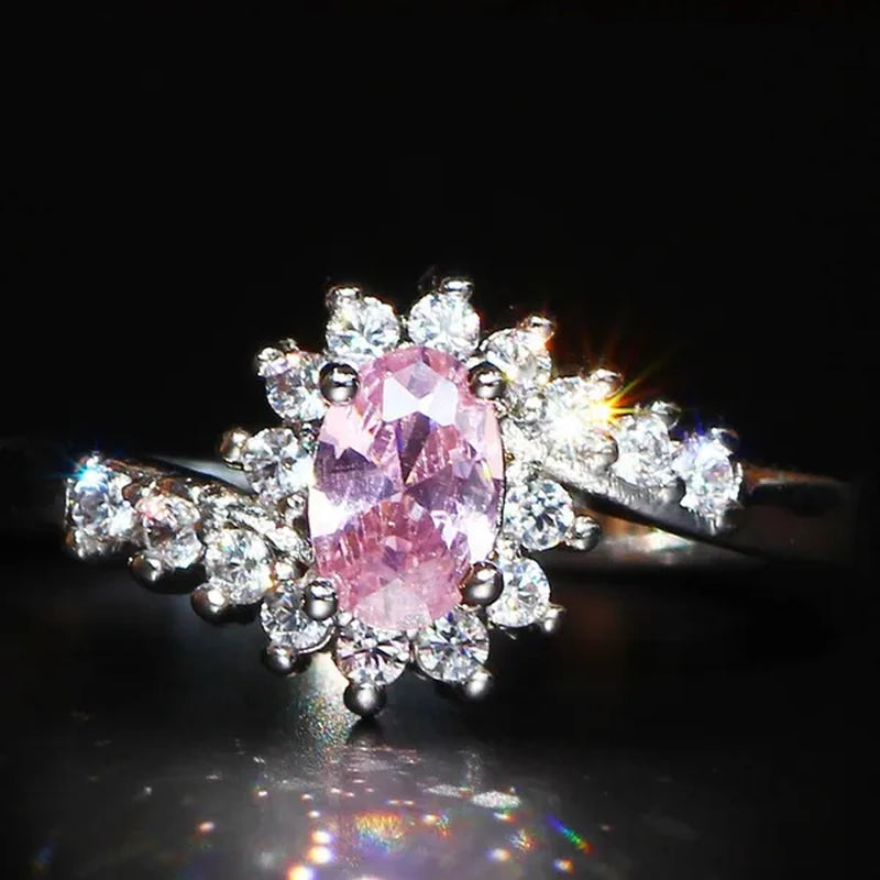 Exquisite Silver Natural Sapphire Gemstones Opal Birthstone Bride Princess Wedding Engagement Strange Ring Size 6 7 8 9 10