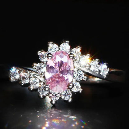 Exquisite  Silver Natural Sapphire Gemstones Opal Birthstone Bride Princess Wedding Engagement Strange Ring Size 6 7 8 9 10