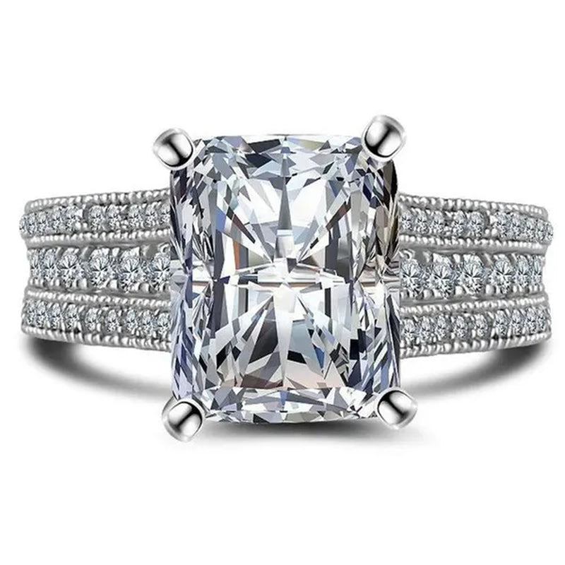 Luxury Woman Fashion Accessories Shiny Ring Beautiful Princess Birthday Party Jewelry for Women Bride Wedding Band Anniversary Gift Promise Rings Size 4-12 Bague Femme