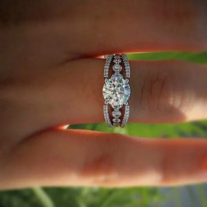 Exquisite Women'S Cut round Ring Fashion Bridal Party Engagement Wedding Ring Size 5-11