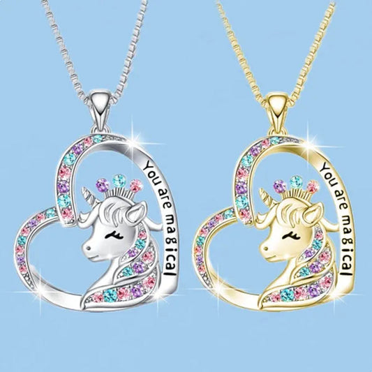 Exquisite Fashion Creative Personality Women'S Zircon Unicorn Necklace Jewelry Color Zircon Unicorn Necklace Gift Love Unicorn Jewelry Gift Wedding Engagement Necklace Anniversary Gift Jewelry Christmas Gift Necklace
