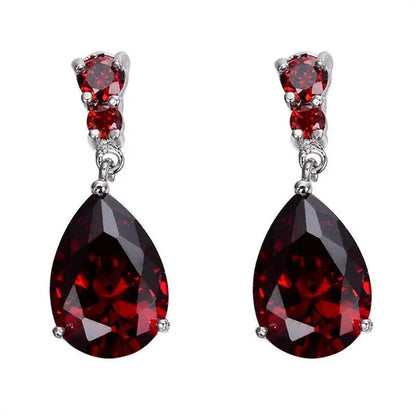 Women's Teardrop Clear CZ Drop/Dangle Natural Gemstone Morganite Stud Drop Dangle Earrings 925 Sterling Silver Wedding Jewelry/Aquamarine/Topaz/Amethyst/RubyEmerald/Sapphire/Black&White Pink Gemstone