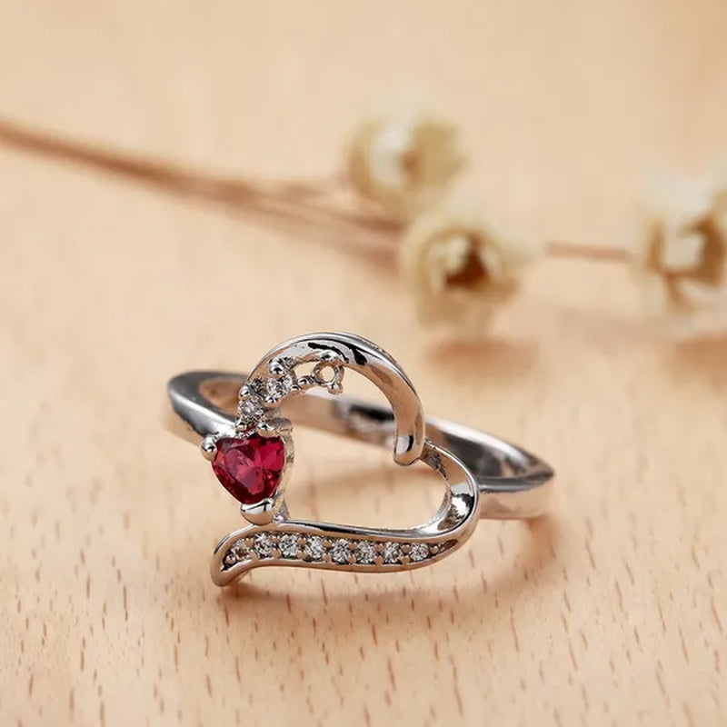 925 Sterling Silver  Wedding Jewelry Natural Ruby Gemstone Promise Ring
