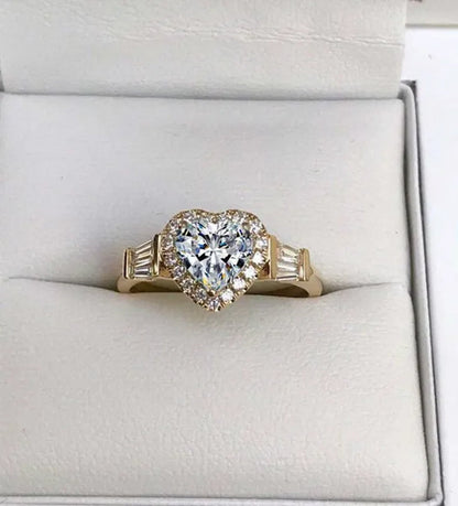 Elegant Noble Woman Fashion Heart Ring Superb Birthstone Princess Proposal Engagement Ring Anniversary Banquet Birthday Christmas Gift Romantic Bride Wedding Eternal Jewelry Ring Size 4-12 Bague Femme