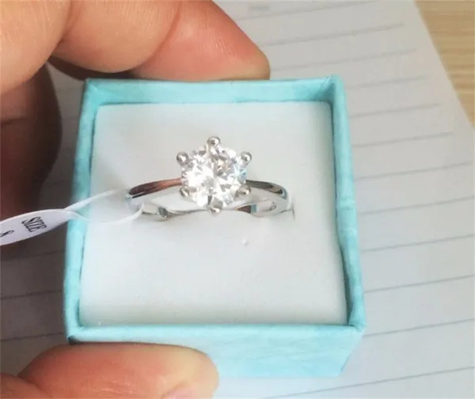 100% Real Solid Silver Wedding Rings for Women Set 8mm Sona CZ DIAMOND Engagement Ring 925 Pure Silver Rings Fine Jewelry