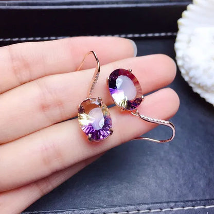 2022 Fashion Trend New  Earrings Colorful Gemstone Amethyst Plating 18k Earrings For Women Charm Jewelry Christmas Party Gift