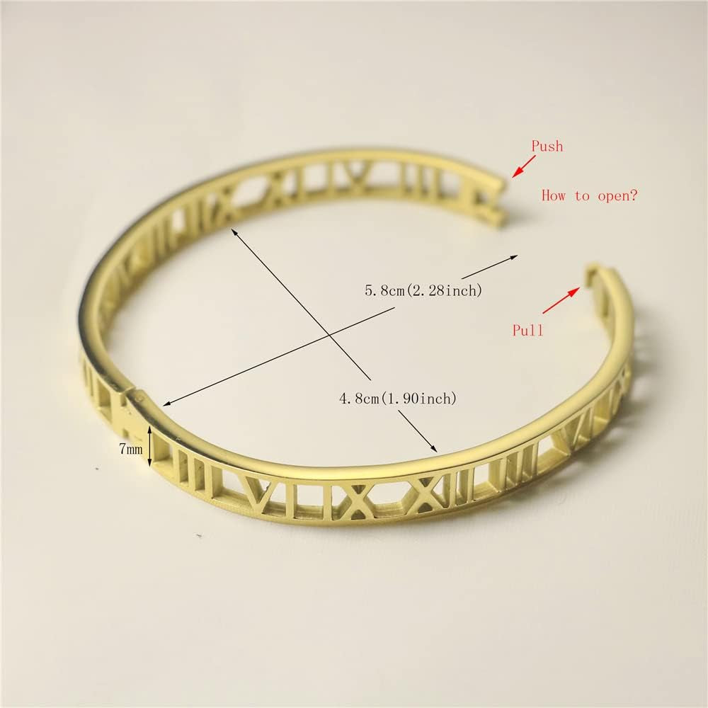 Roman Numeral Series Hollow Carved Bracelet, Fashionable Women'S Bracelet, Roman Numeral Bracelet, Three-Color Roman Bracelet