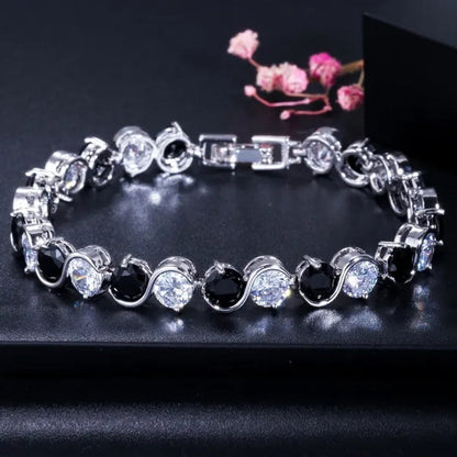 CANDICE White Gold Plated Natural Purple Crystal Bracelets Bangles For Femme Romantic Gift 18CM