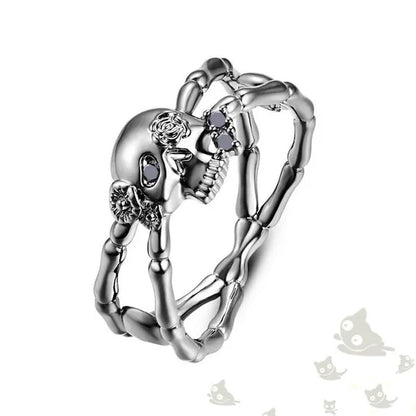 Fashion Simple Retro Punk Style Gothic Skull Rings for Women Cocktail Ring Skeleton Knuckle Jewelry Size5 6 7 8 9