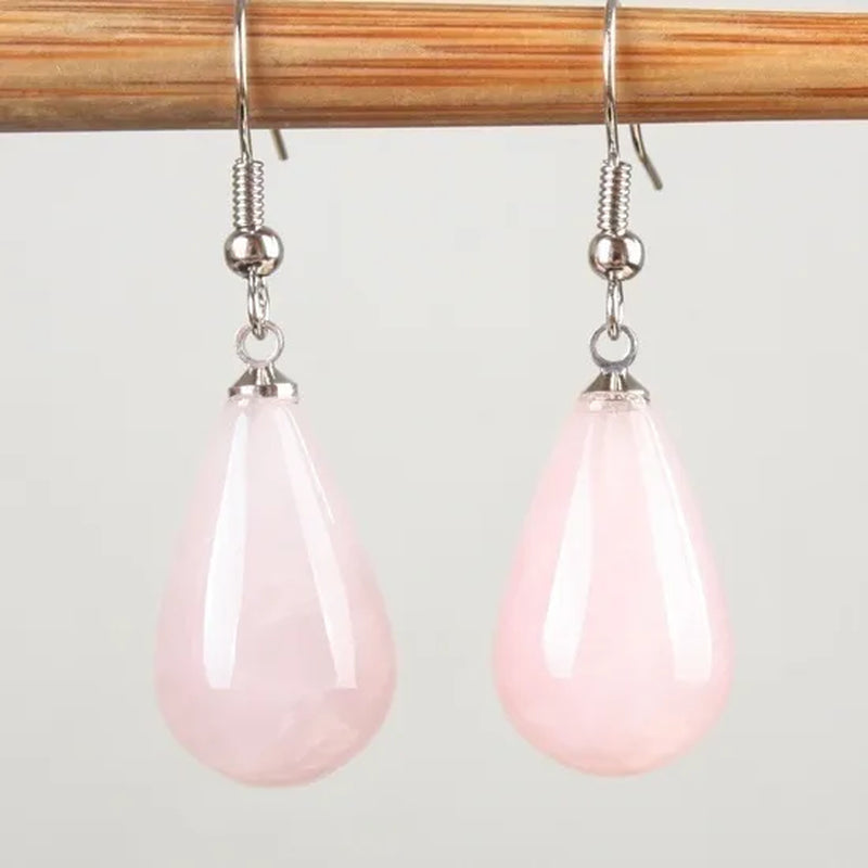 1 Pair 13X20MM Amethyst Clear Quartz Lapis Lazuli Turquoise Rose Quartz Opal Obsidian Jasper Drop Cone Bead Hook Dangle Diy Earrings