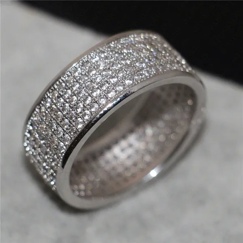 Vojo Hot Sale White Sapphire Diamond Wedding Band Rings Engagement Anniversary Party Jewelry gift