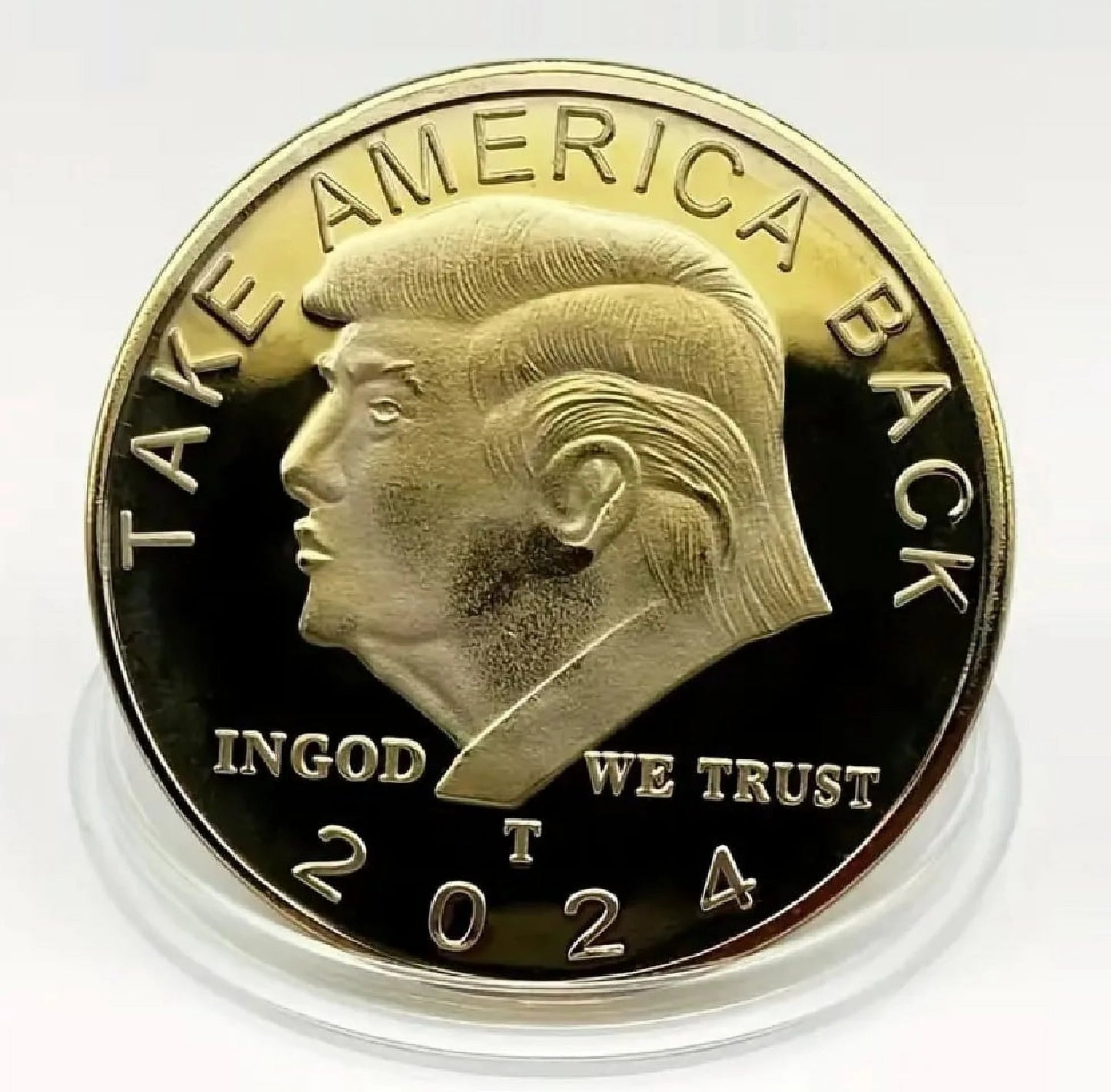 24K Gold-Plated Trump 2024 TAKE AMERICA BACK! W/Display Case Masters Coins