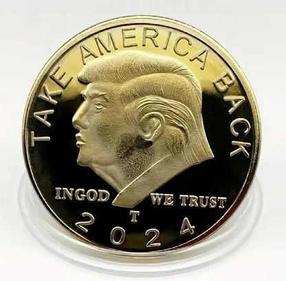 24K Gold-Plated Trump 2024 TAKE AMERICA BACK! W/Display Case Masters Coins